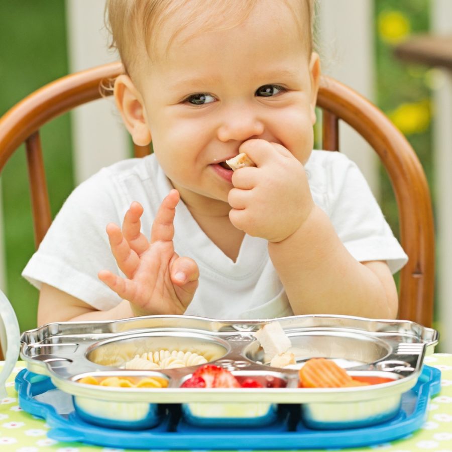 BPA free Kids piastra vassoio cibo piatto per bambini bimbi Acciaio inossidabile 3-sections Silver Acciaio INOX rotondo diviso piatto 
