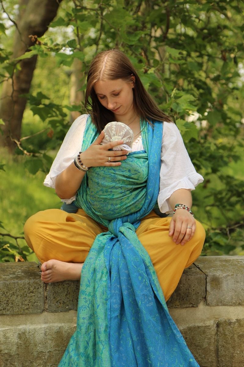 Fascia portabeb Yaro Terra Duo Blue Grass Lino Tencel portare