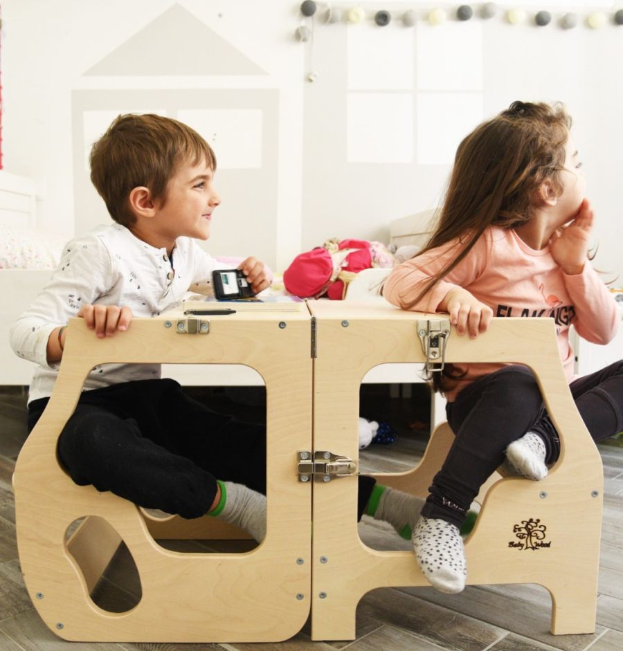 Torre montessoriana convertibile Baby wood- Torre d'apprendimento
