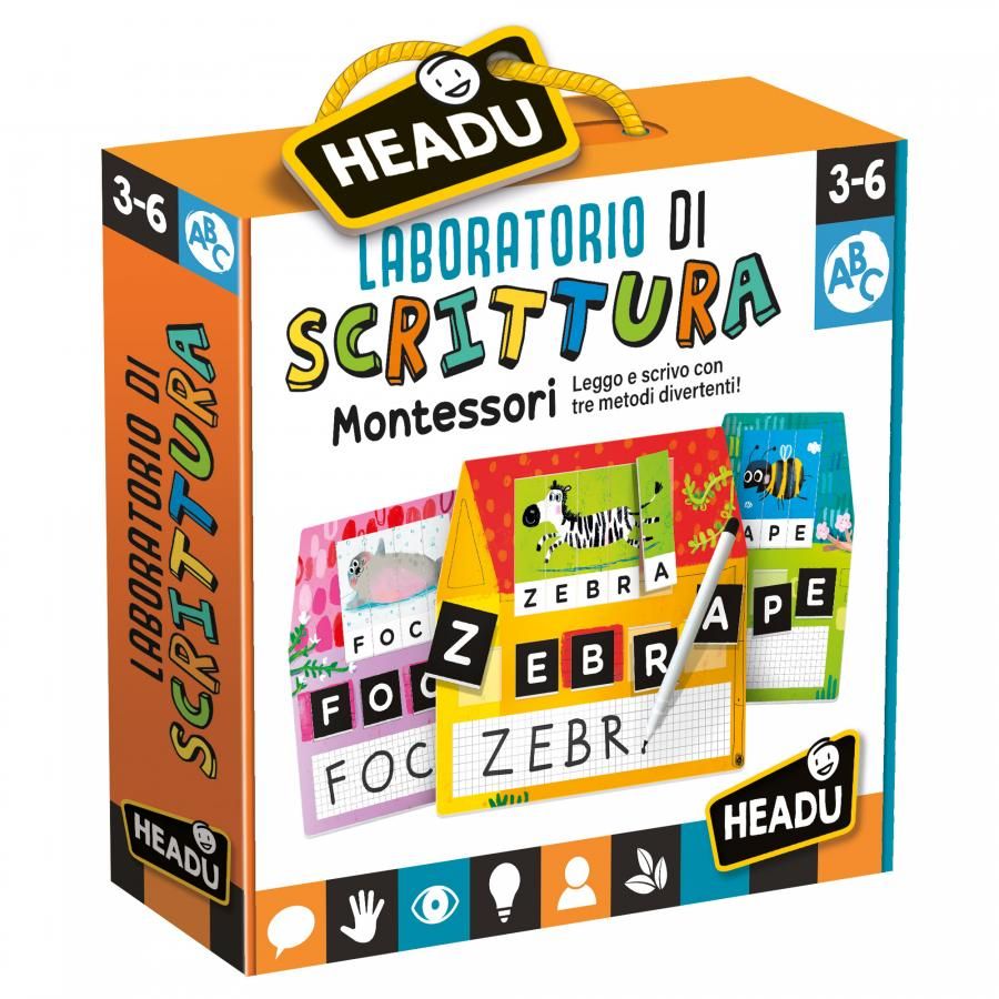 Gioco educativo Headu - Laboratorio di scrittura Montessori, gioco  educativo dai 3 anni