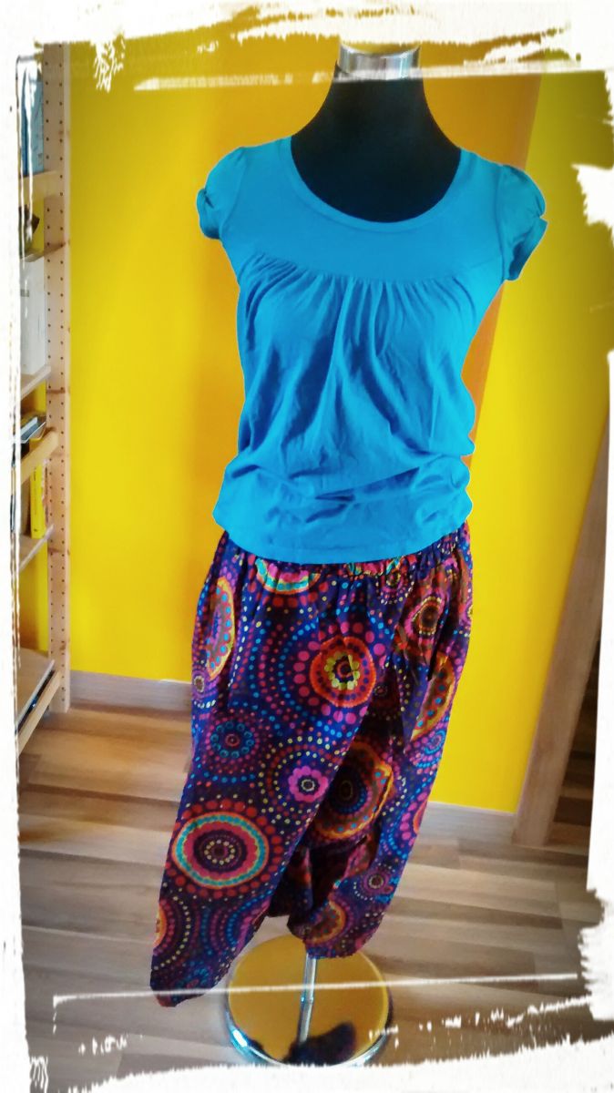 Pantalone indiano in cotone Pantalone stile yoga cavallo basso Viola abbigliamento etnico