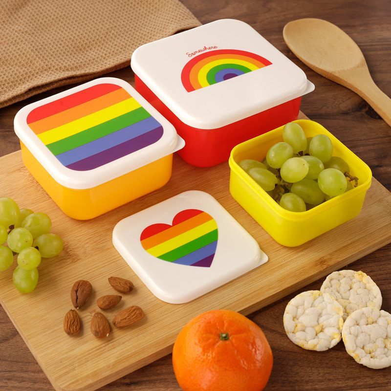 Set di 3 contenitori porta pranzo Puckator - Somewhere Rainbow, per la  merenda