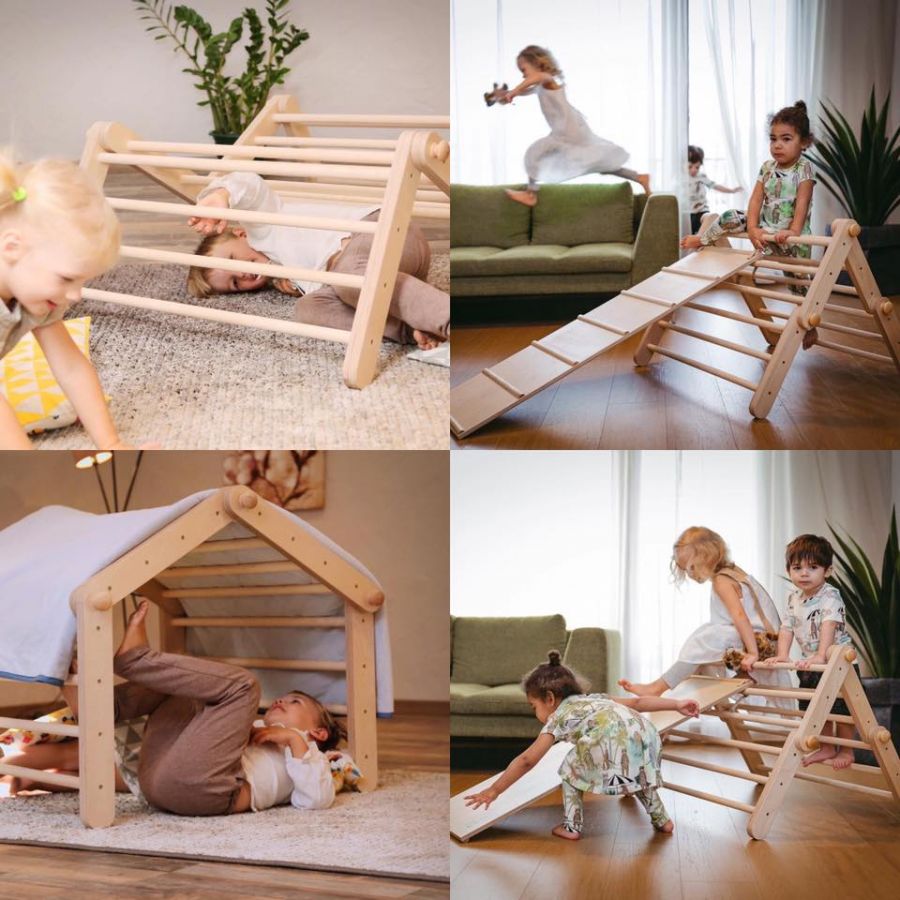 Triangolo di Pikler Babywood con rampa, sviluppo motorio