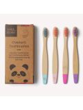 Spazzolino da denti in bambù Wild & Stone per bambini - Confezione da 4 pezzi in vari colori