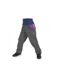 Pantalone da bambino in softshell impermabile Unuo- Grigio e viola