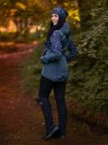 Giacca da donna  corta in softshell Unuo- Antracite con i fiorellini