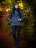 Giacca da donna  corta in softshell Unuo- Antracite con i fiorellini