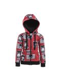 Felpa da bambino con cerniera IGI Natur – Allover Rain Watchers Print on Red