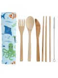 Set di posate Puckator in 100% Bamboo naturale in vari colori