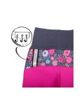 Pantalone da bambino in softshell impermabile Unuo- Rosa con fiorellini, senza rivestimento in pile