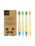 Spazzolino da denti in bambù Wild & Stone per bambini - Confezione da 4 pezzi in vari colori
