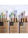 Spazzolino da denti in bambù Wild & Stone per bambini - Confezione da 4 pezzi in vari colori