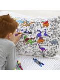Gioco creativo Doodle - Colour in & learn Pillow case, Federa Dinosauri