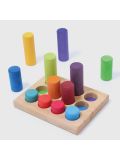 Gioco in legno Grimm's- Gioco impilabile Piccoli rulli arcobaleno