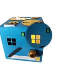 Gioco in legno 3Toys- Cubo in legno blu con attività montessoriane