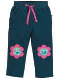 Pantaloni da bambina Frugi – Little Cord Patch Trousers Space Blue-Flower