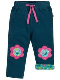 Pantaloni da bambina Frugi – Little Cord Patch Trousers Space Blue-Flower