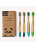 Spazzolino da denti in bambù Wild & Stone per bambini - Confezione da 4 pezzi in vari colori