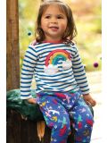 Maglietta per bambini in cotone biologico Frugi – Bobby cobalt stripe/rainbow