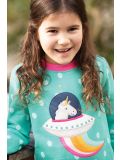Vestito da bambina Frugi – Eloise Jumper Dress Topaz Blue Polka-Unicorn