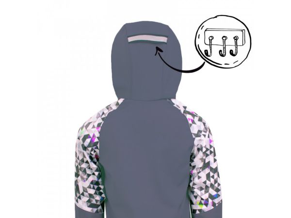 Giacca da bambino in softshell Unuo- Triangoli bianchi e rosa