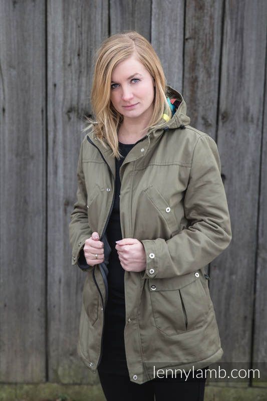 Parka LennyLamb unisex color Kaki con cappuccio little herringbone illusion tg.L