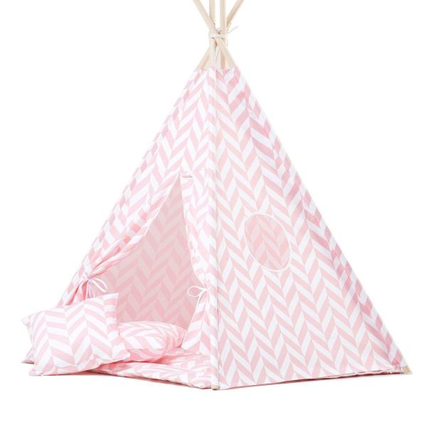 Tenda Teepee Set Wigiwama- Pink herringbone