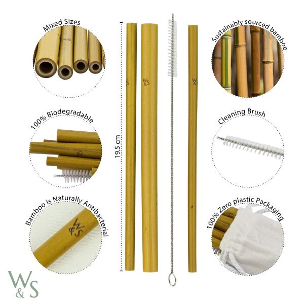 Cannucce in bambù riutilizzabili Wild & Stone (confezione da 10 pezzi)