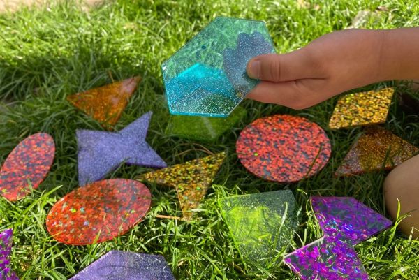 Gioco educativo in legno Tickit- Rainbow Glitter Shapes 21 pezzi