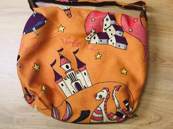 Borsa con scrap di fascia Farisa cinti- Mini travel bag Fabula arancio