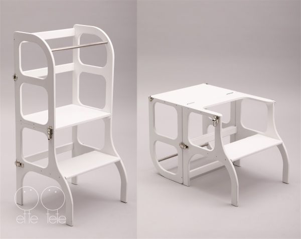  Ette Tete Torre montessoriana convertibile - Legno bianco con cerniere ottone