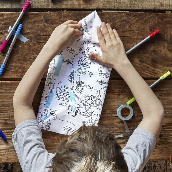 Doodle - Carta da pacco mappa del mondo