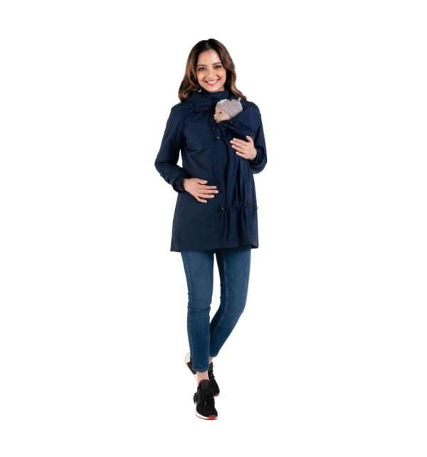 Giacca a vento impermeabile maternità e per portare Wombat - Numbat go Marino