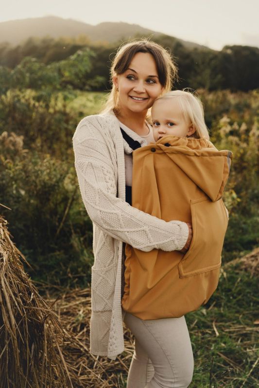 Copertura universale per portabebè  in softshell Little Frog- Cover Mustard