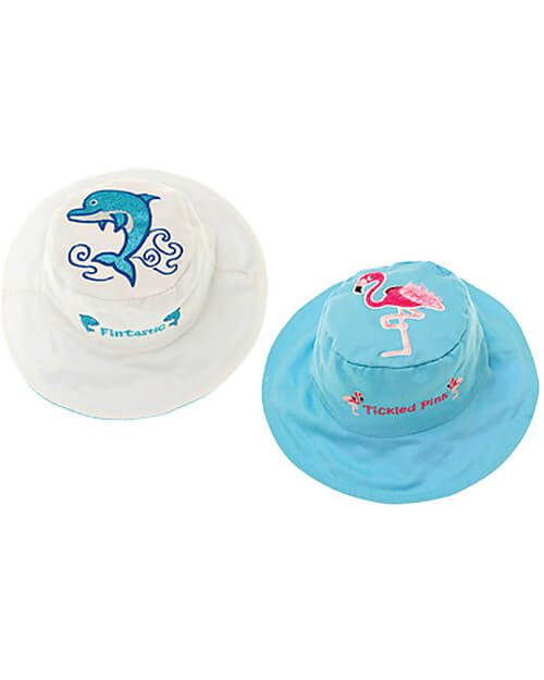 FlapJackKids - Cappello Estivo Reversibile - Delfino/Fenicottero tg.S
