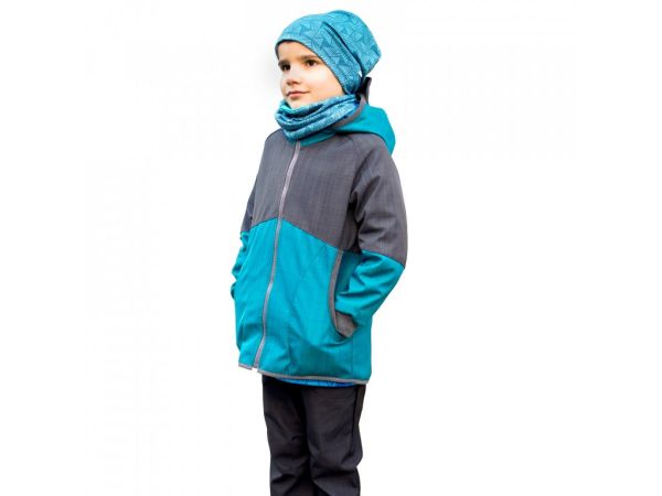 Giacca per bambini in softshell Unuo- Petrolio senza rivestimento in pile