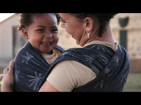 Marsupio Ergonomico Fidella Fusion Full buckle Baby size - Palm Trees Dove Blu