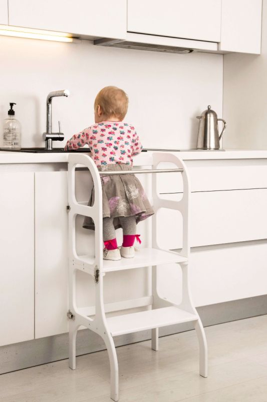 Torre Di Apprendimento Pieghevole Ette Tete STEP'n'FOLD In Legno Con Altezza Regolabile - Per Bambini Da 1 A 6 Anni