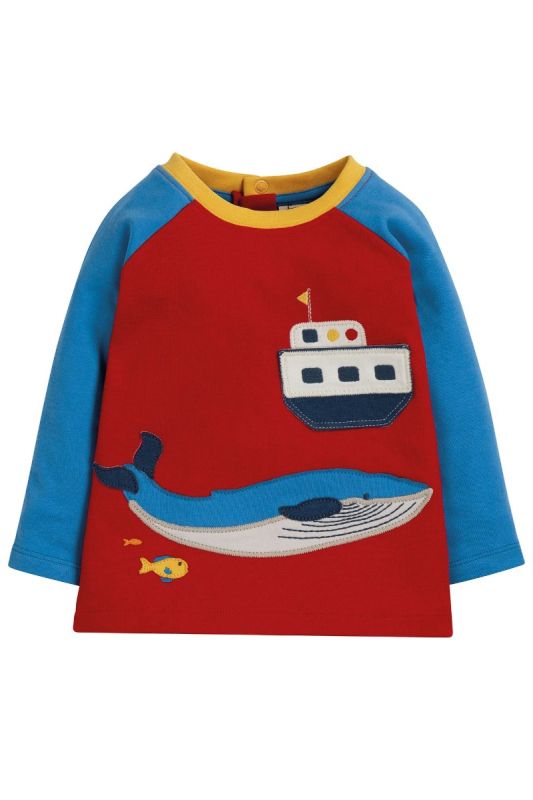 Maglia a manica lunga Frugi – Henry Raglan Top Tango Red/Boat