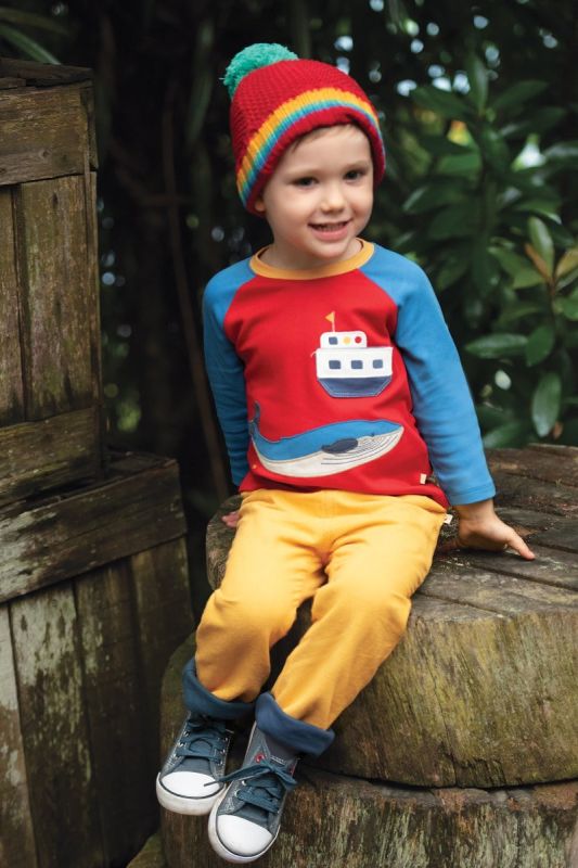 Maglia a manica lunga Frugi – Henry Raglan Top Tango Red/Boat