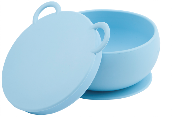 Ciotola in silicone con coperchio Minikoioi - Celeste,