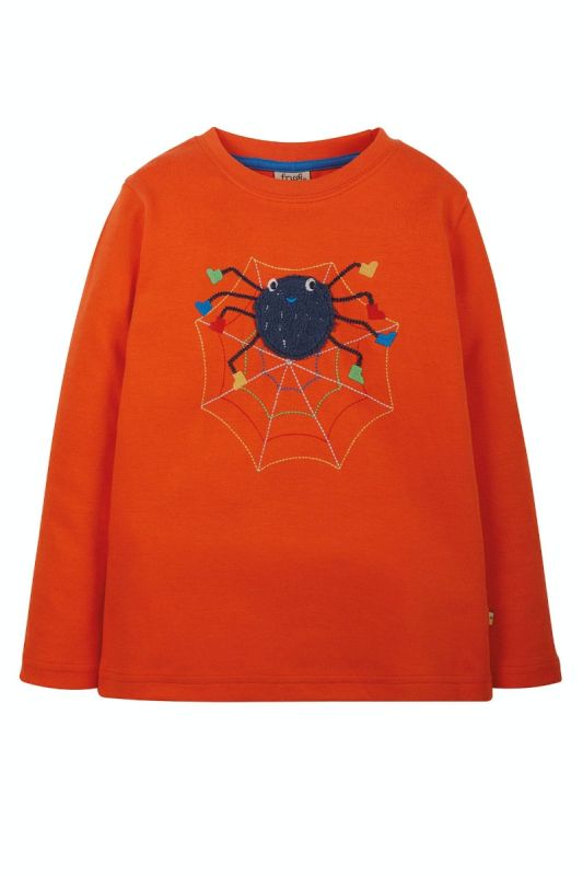 Maglietta per bambini in cotone biologico Frugi – Adventure Tiger Orange/Spider