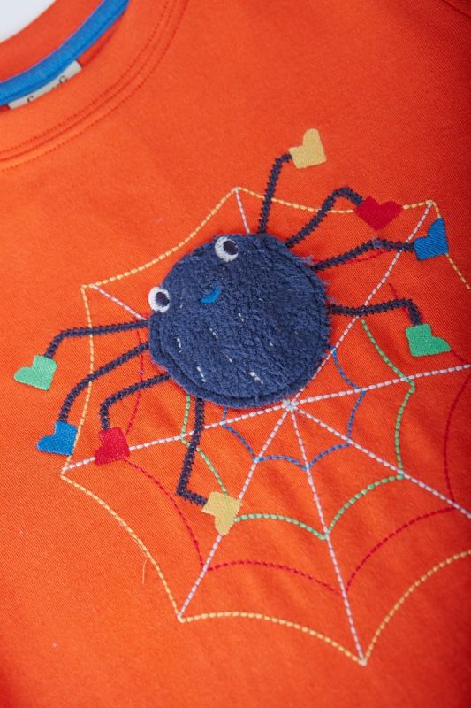 Maglietta per bambini in cotone biologico Frugi – Adventure Tiger Orange/Spider