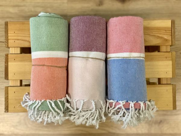 Teli Turchi Peshtemal-  Duo Pastel vari colori accessori per il mare