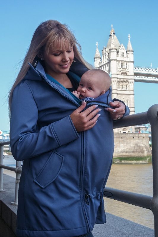 Giacca maternità e per portare Wombat Shell - Light blue 4 in 1