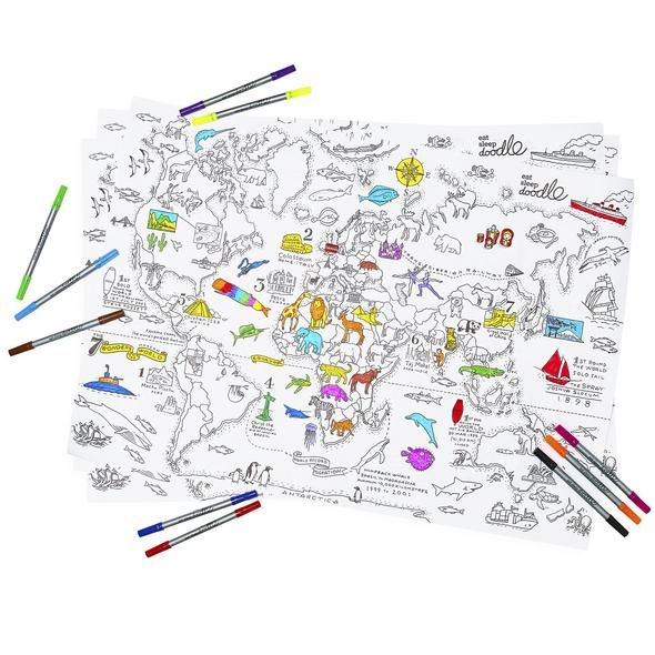 Doodle - Carta da pacco mappa del mondo