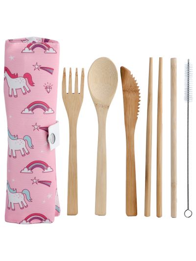 Set di posate Puckator in 100% Bamboo naturale in vari colori
