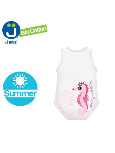 J Body Fresco Cotone Summer Sealife Collection - Body allungabile smanicato  Cavalluccio Marino