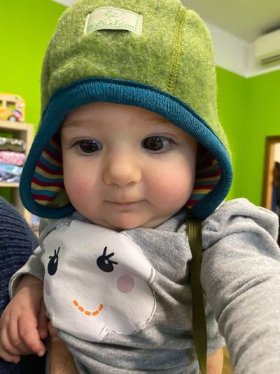 Cappello invernale per bambini Pickapooh in cotone e lana biologica - Verde