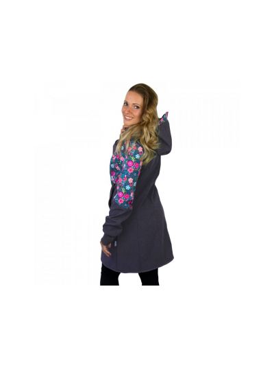 Giacca da donna in softshell Unuo- Antracite con i fiorellini